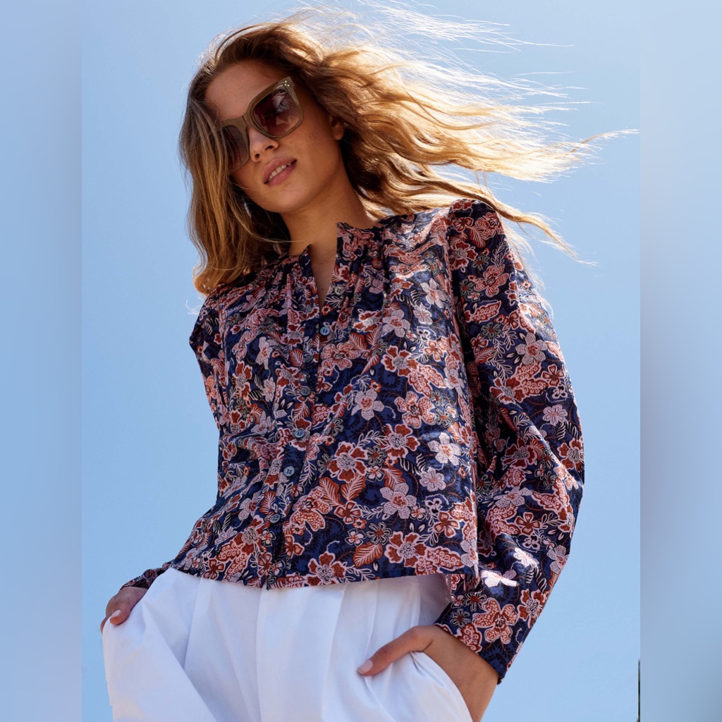 Sundry Floral Buttondown Oceana Floral Puff Sleeve Size Small